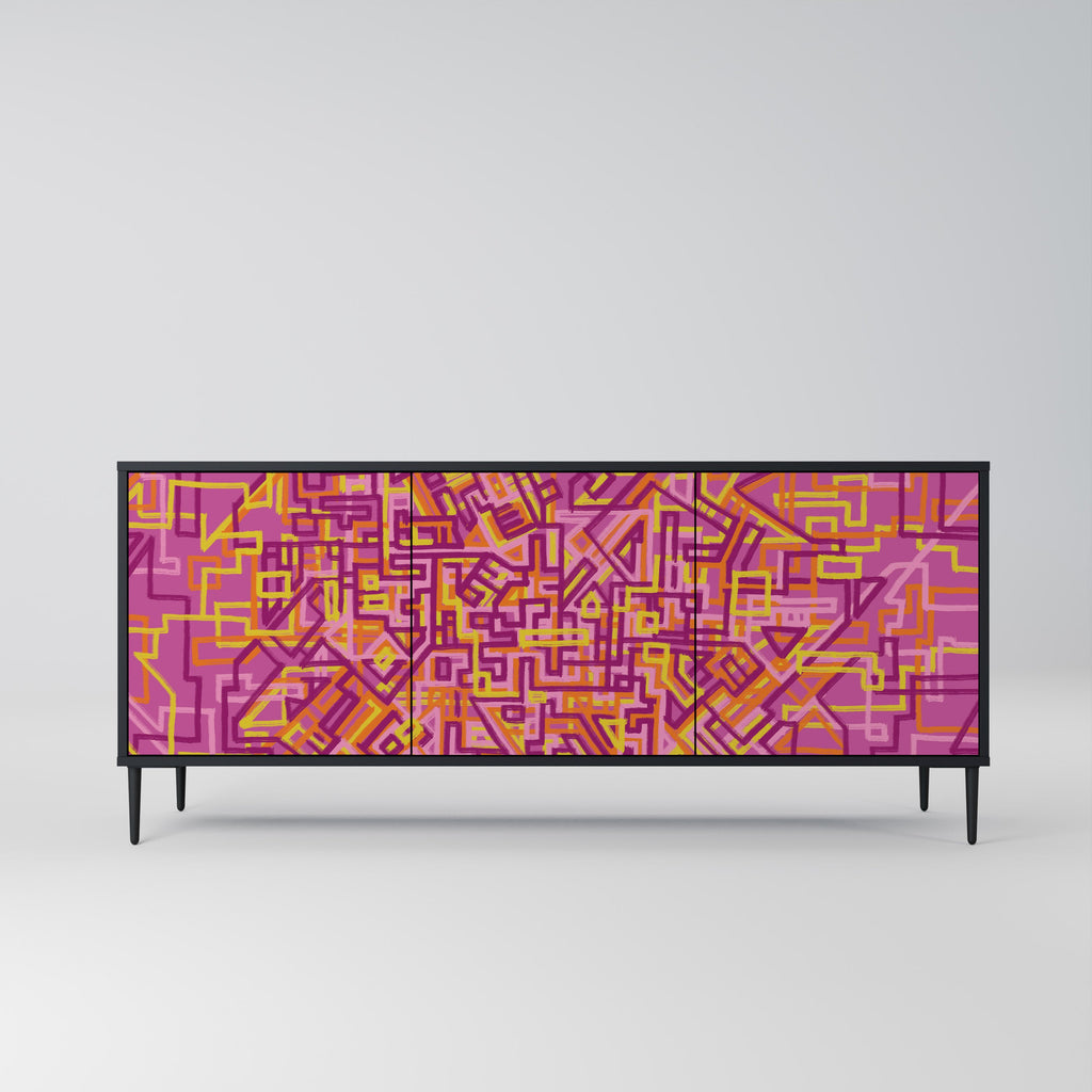 LOVELY MEMORIES 3-Door Sideboard in Black Finish