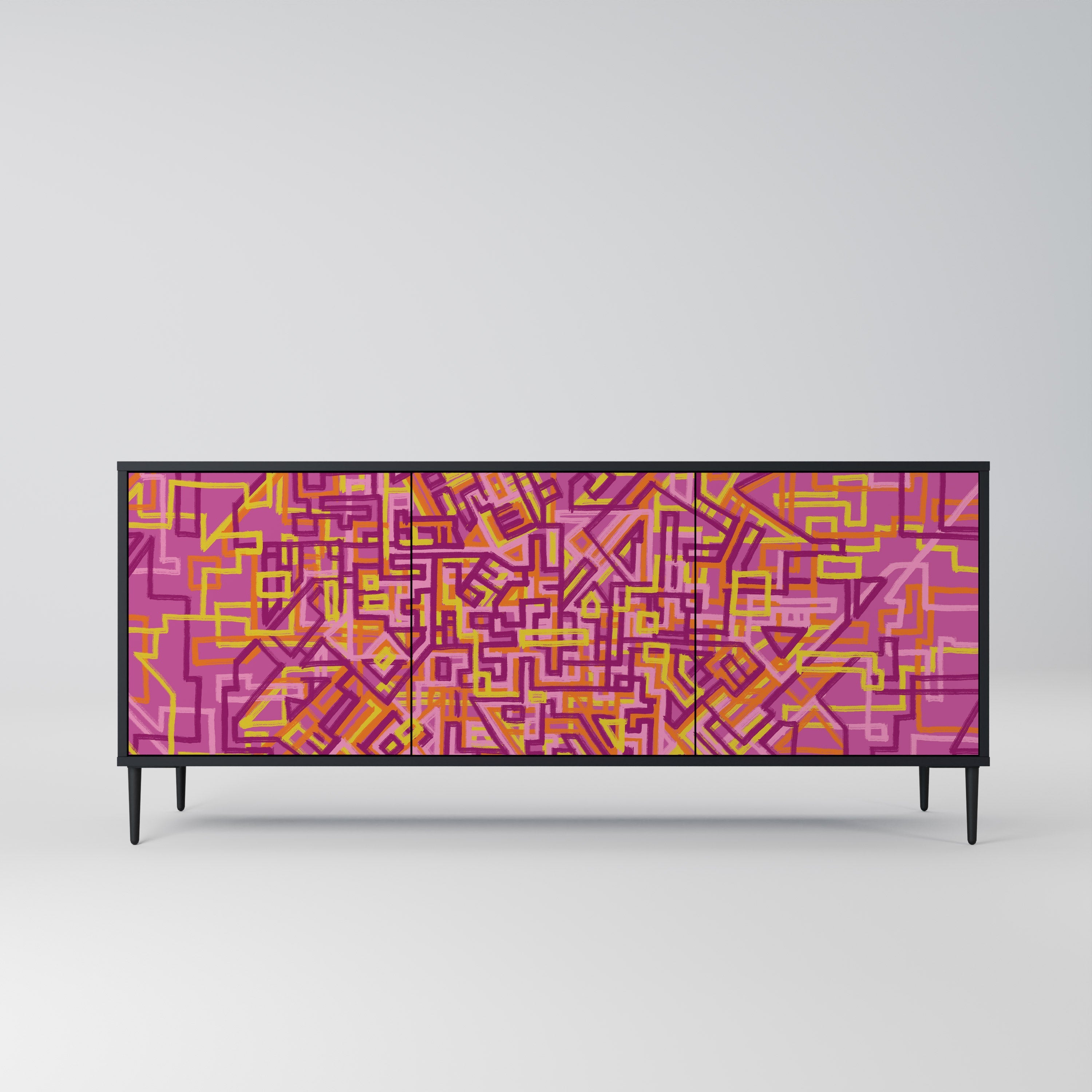 LOVELY MEMORIES 3-Door Sideboard in Black Finish