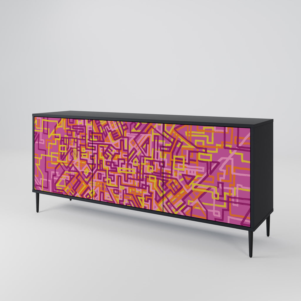 LOVELY MEMORIES 3-Door Sideboard in Black Finish