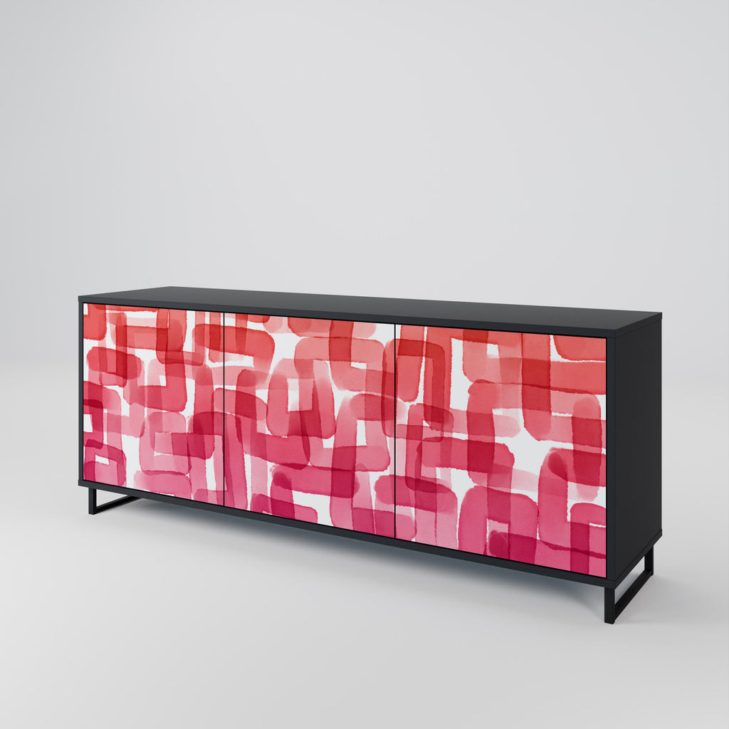 KALEIDOSCOPIC CUBISM 3-Door Sideboard in Black Finish