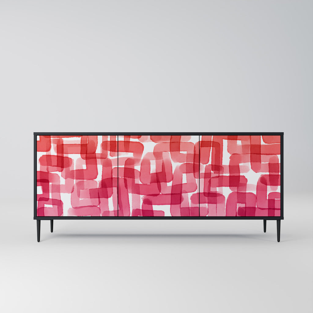 KALEIDOSCOPIC CUBISM 3-Door Sideboard in Black Finish