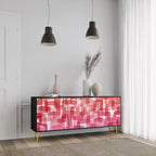 KALEIDOSCOPIC CUBISM 3-Door Sideboard in Black Finish