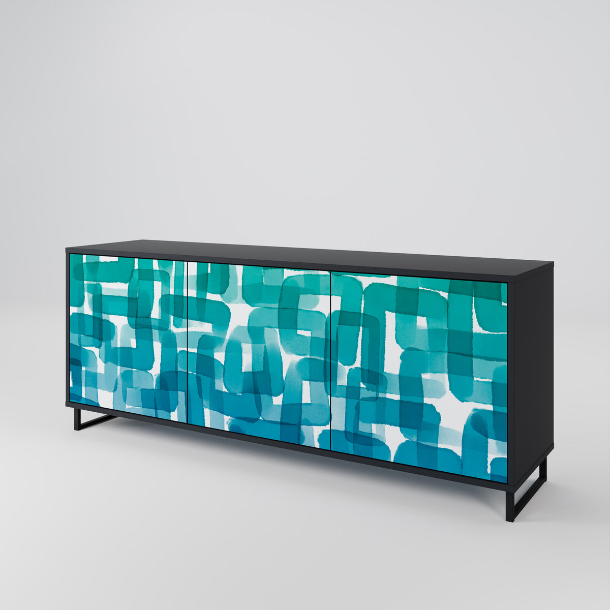 TURQUOISE RECTANGLES Aparador de 3 Portas