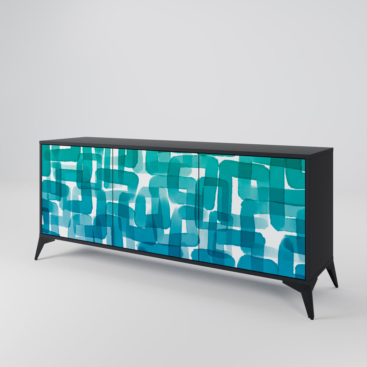 TURQUOISE RECTANGLES Aparador de 3 Portas
