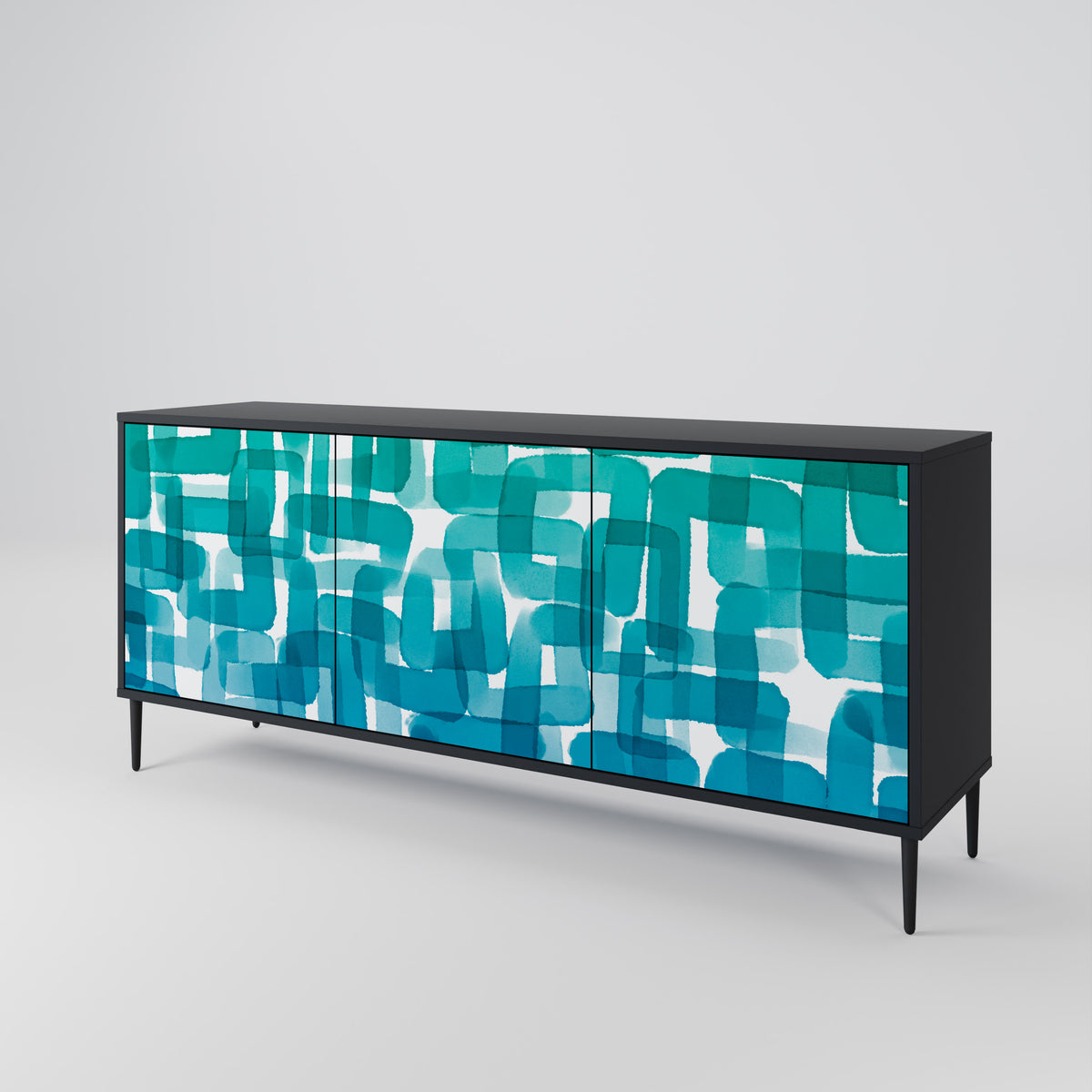 TURQUOISE RECTANGLES Aparador de 3 Portas
