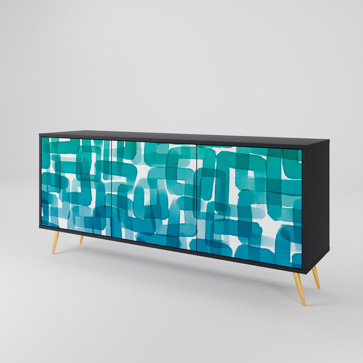 TURQUOISE RECTANGLES Aparador de 3 Portas
