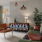 ABSTRACTION AND GEOMETRY Aparador de 3 Portas em Acabamento Preto