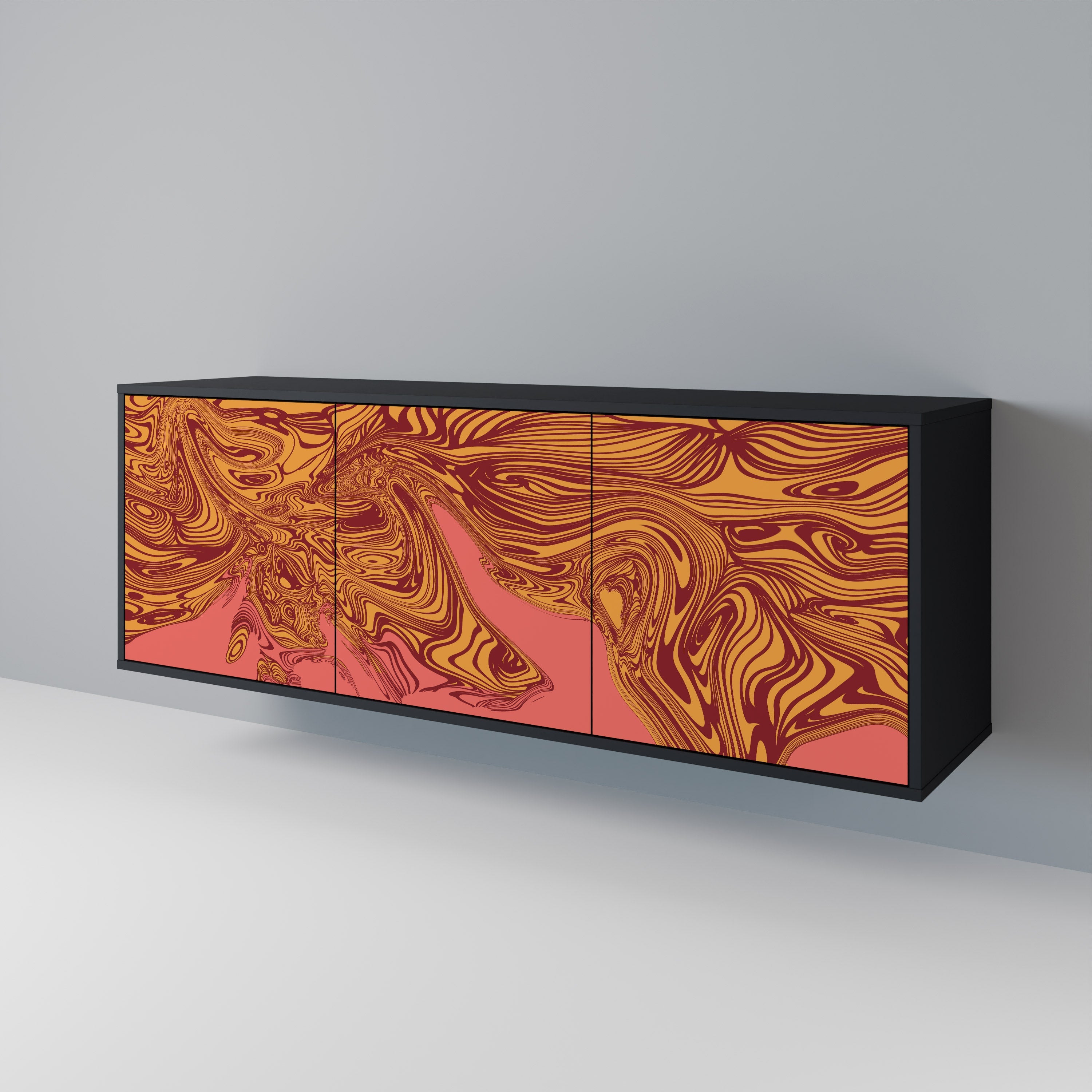 FLOATING THOUGHTS 3-Door Sideboard in Black Finish