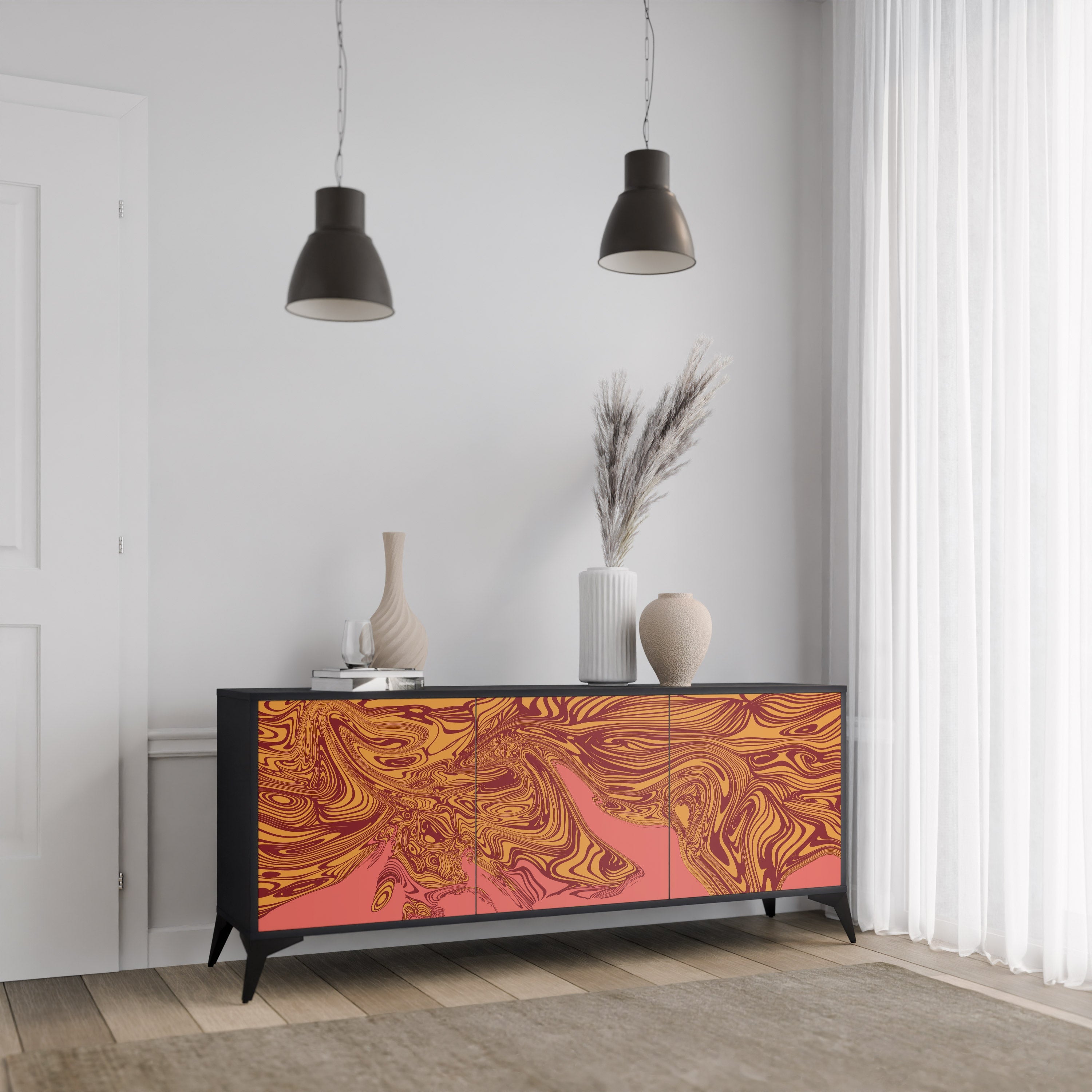 FLOATING THOUGHTS 3-Door Sideboard in Black Finish