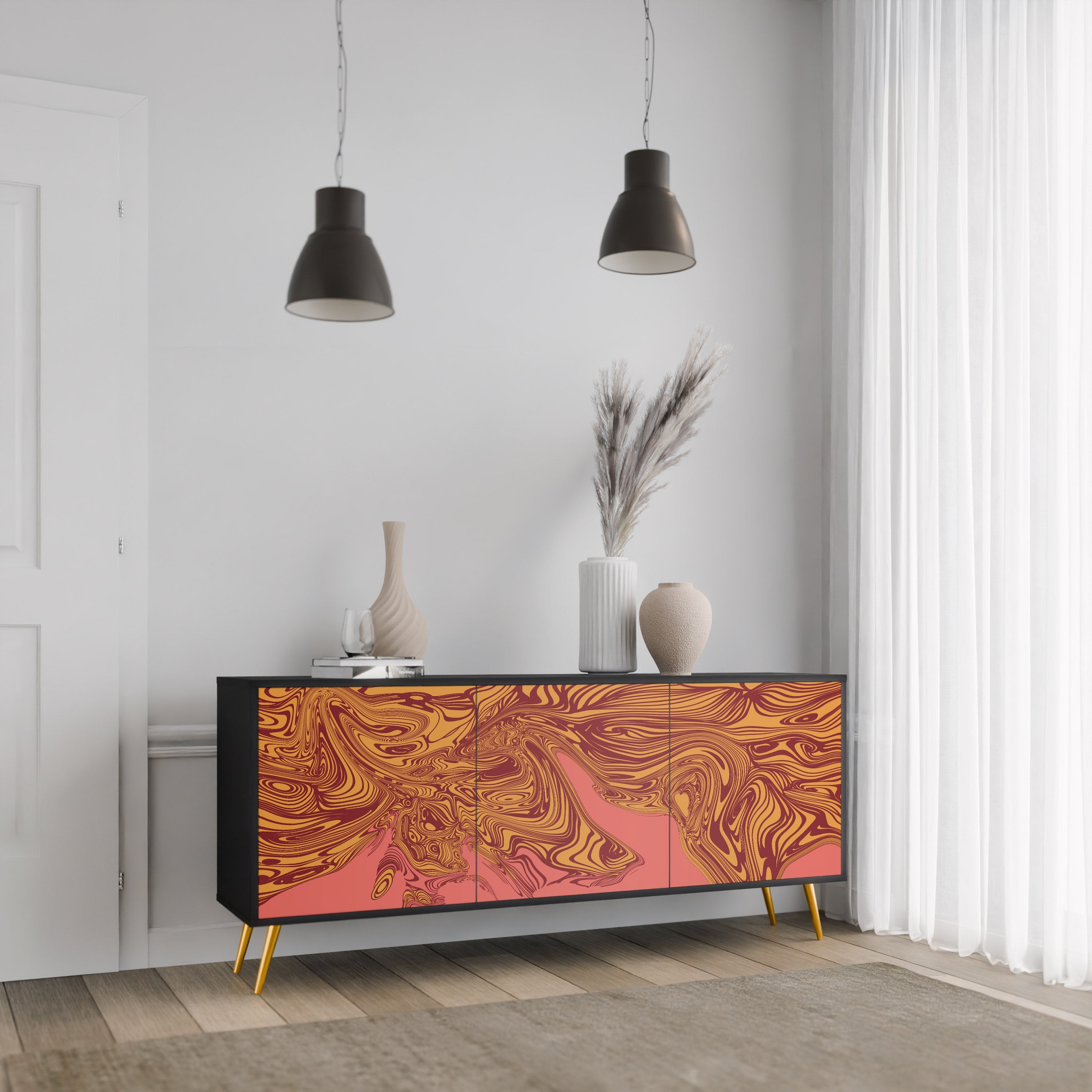 FLOATING THOUGHTS 3-Door Sideboard in Black Finish