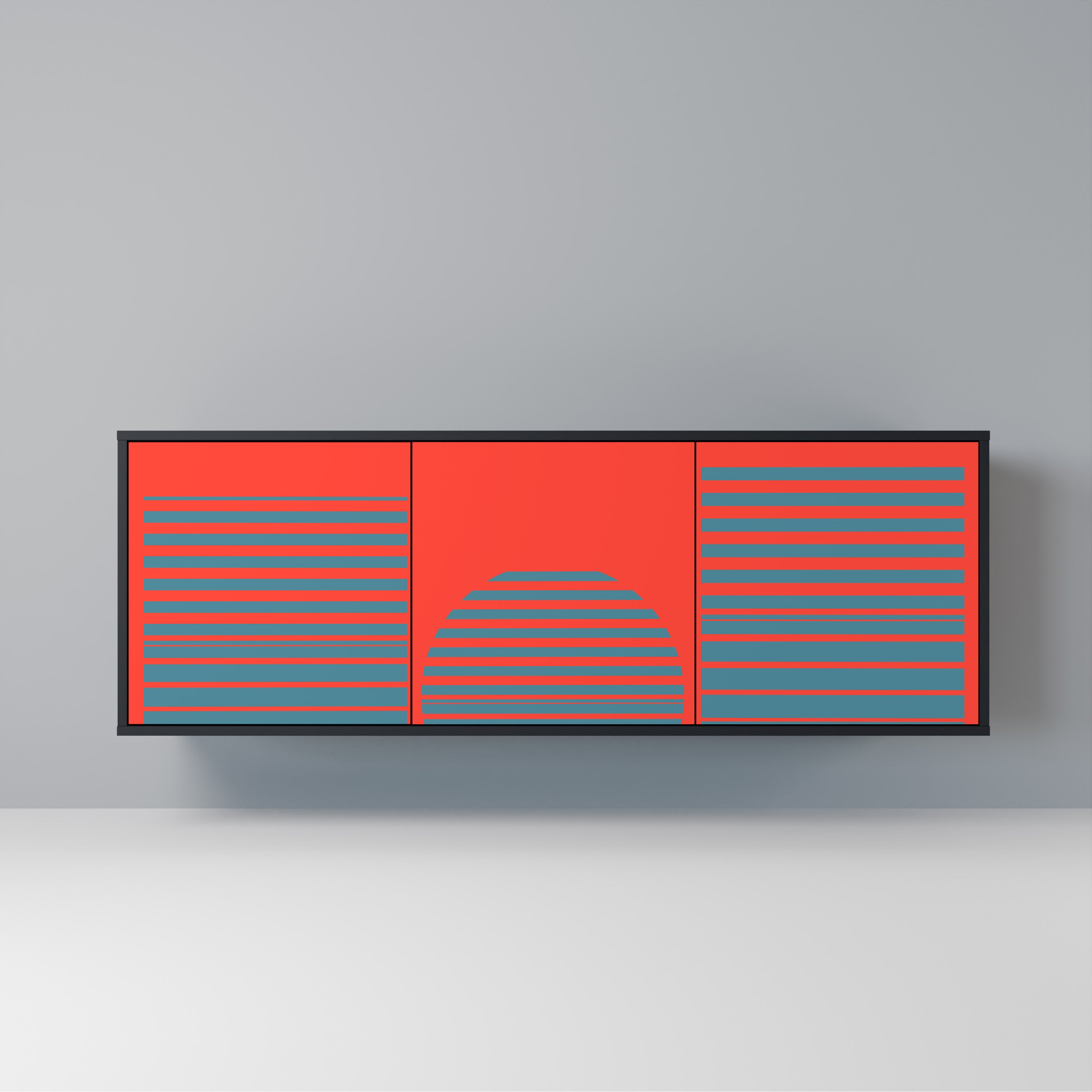 RISING GEOMETRY STARS 3-Door Sideboard in Black Finish