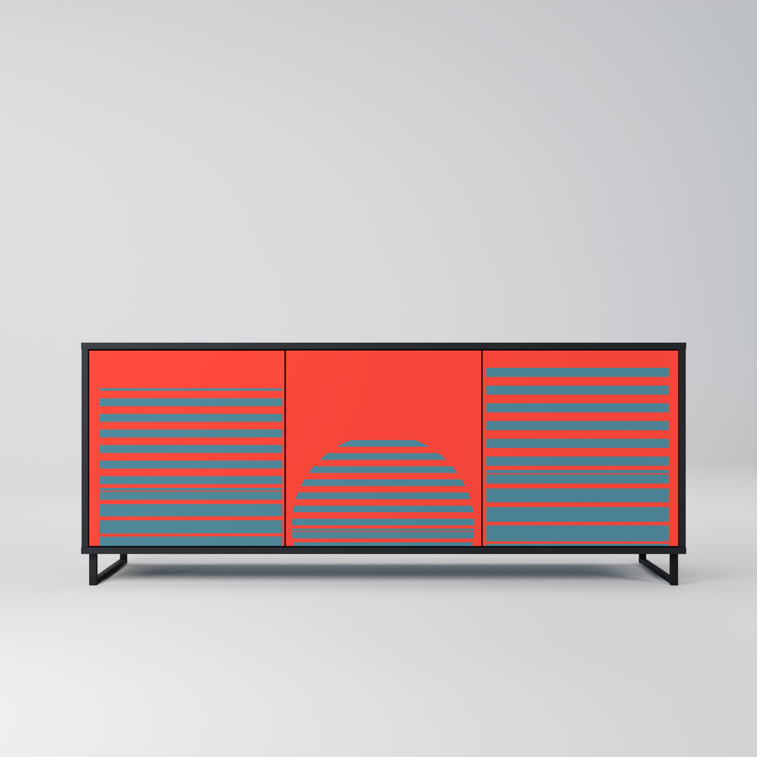 RISING GEOMETRY STARS 3-Door Sideboard in Black Finish