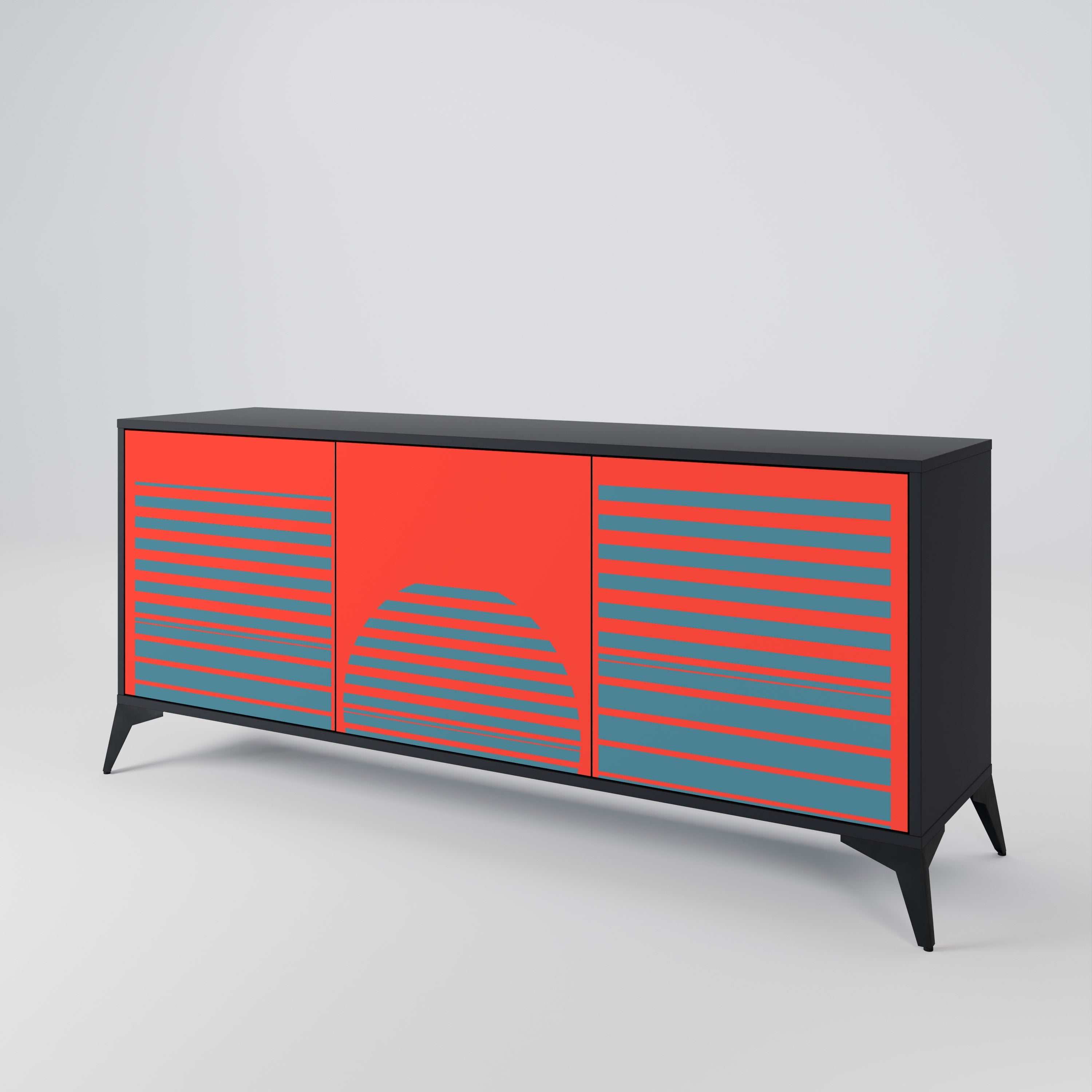 RISING GEOMETRY STARS 3-Door Sideboard in Black Finish