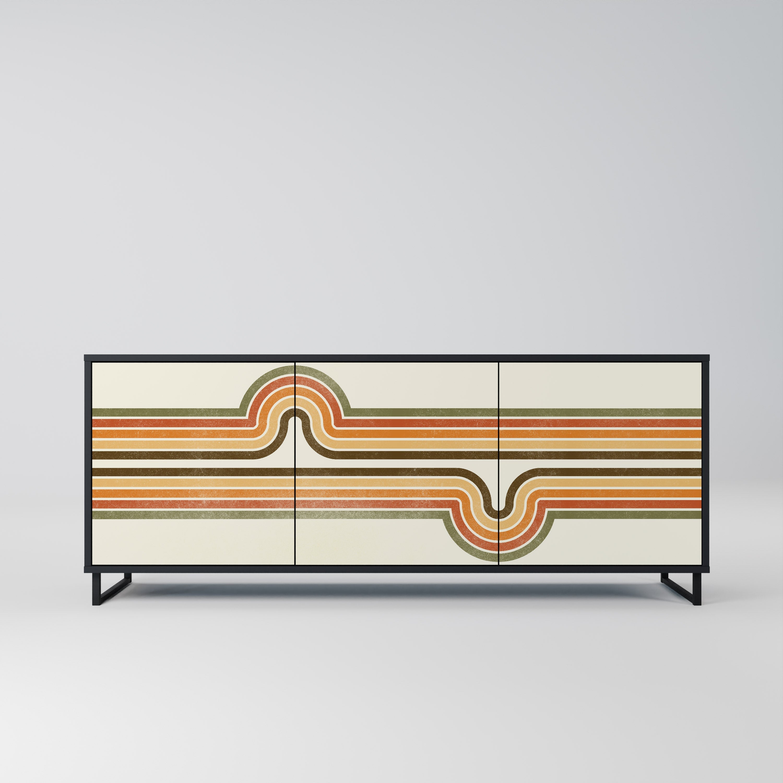 EXCEPTIONAL STREAM 3-Door Sideboard in Black Finish