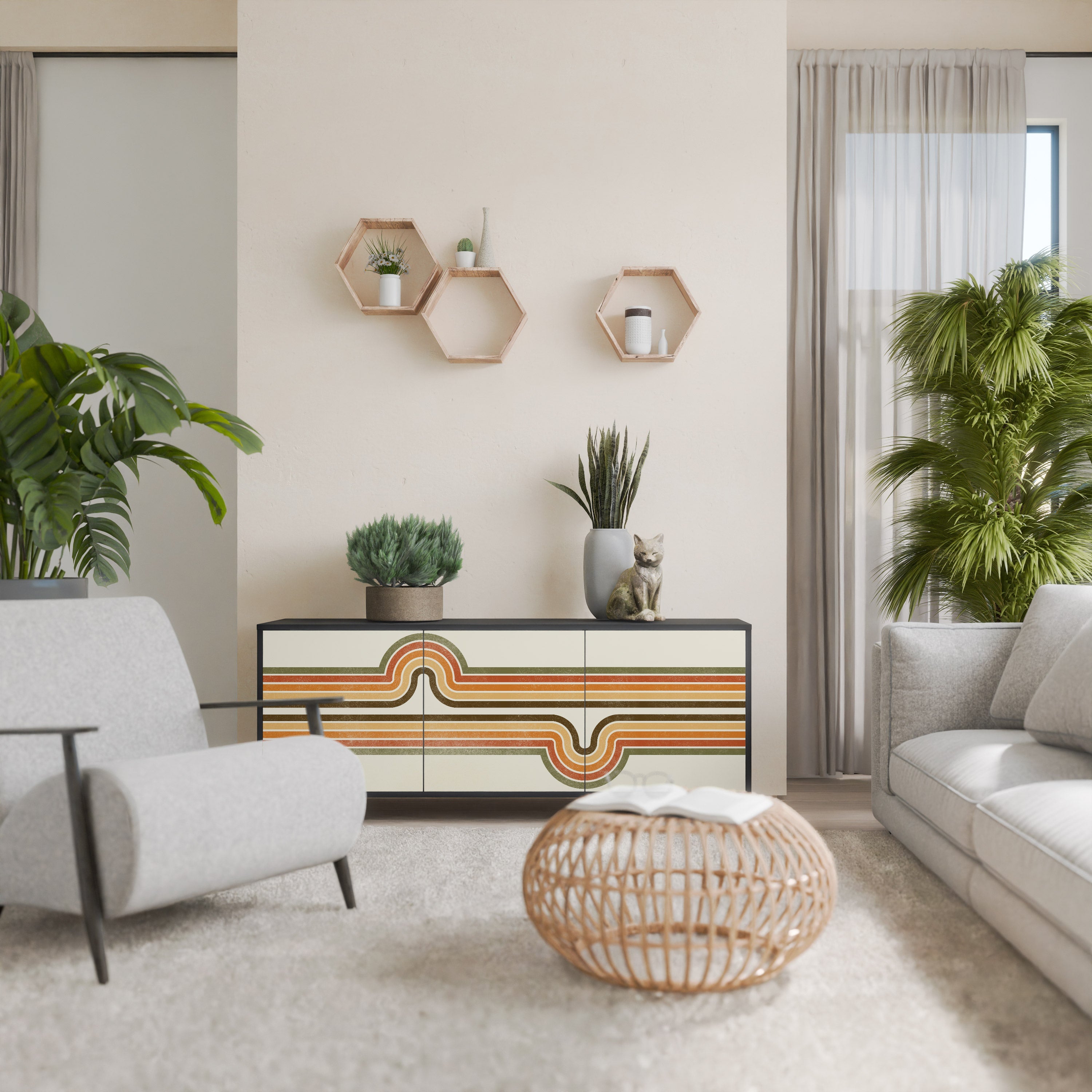 EXCEPTIONAL STREAM 3-Door Sideboard in Black Finish