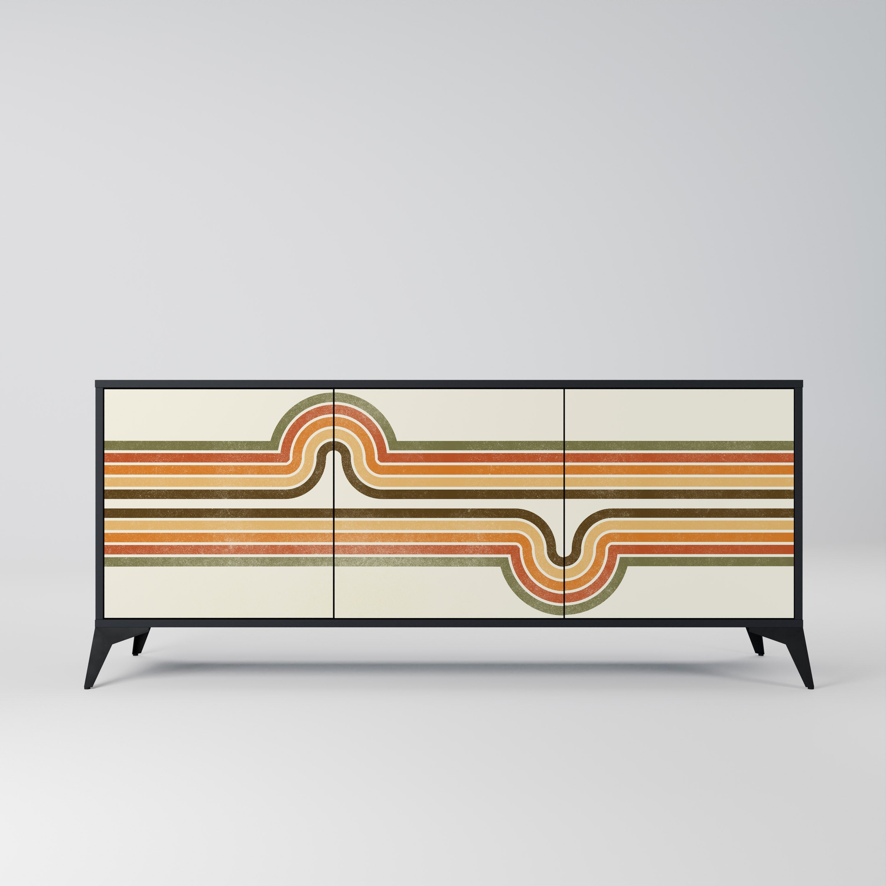 EXCEPTIONAL STREAM 3-Door Sideboard in Black Finish