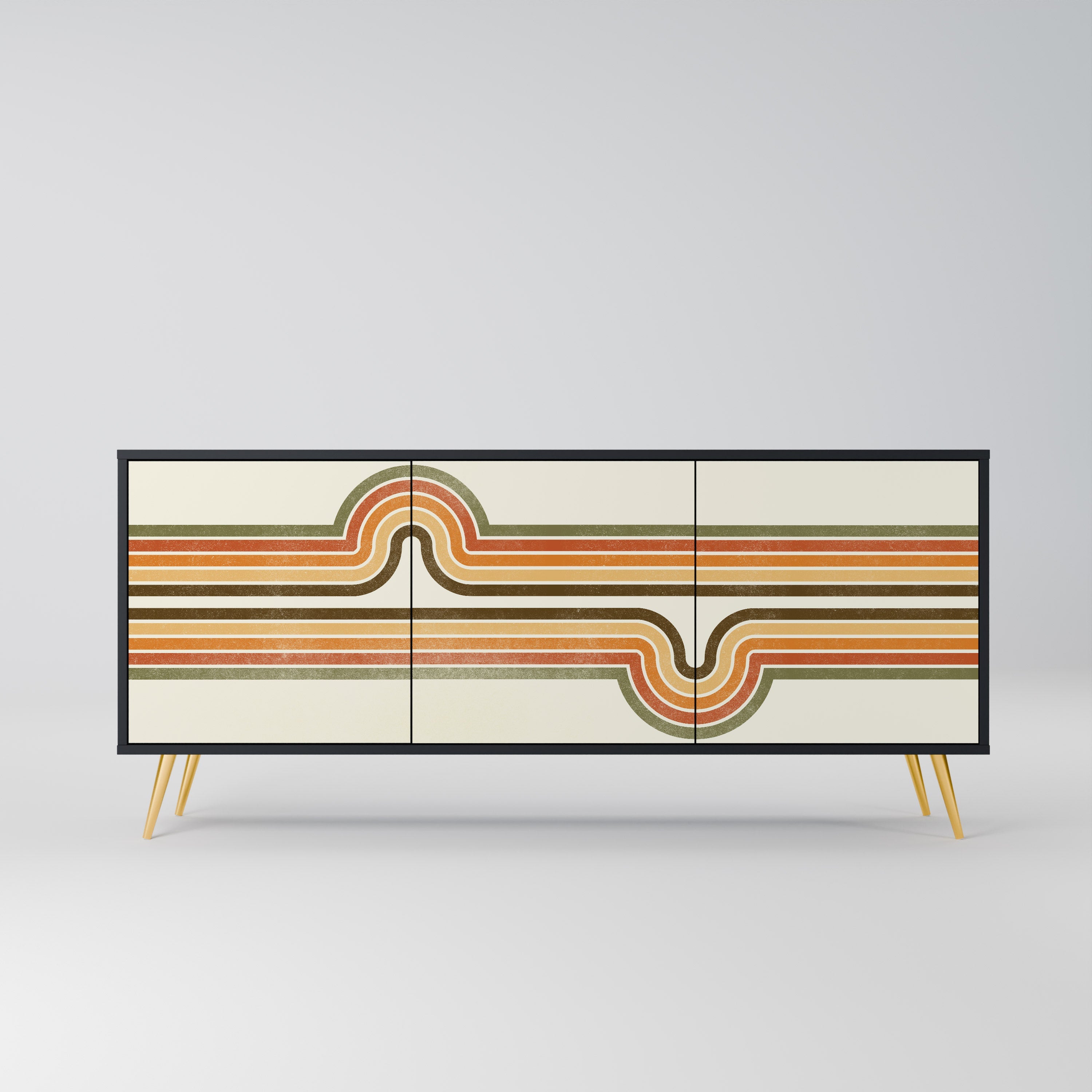 EXCEPTIONAL STREAM 3-Door Sideboard in Black Finish