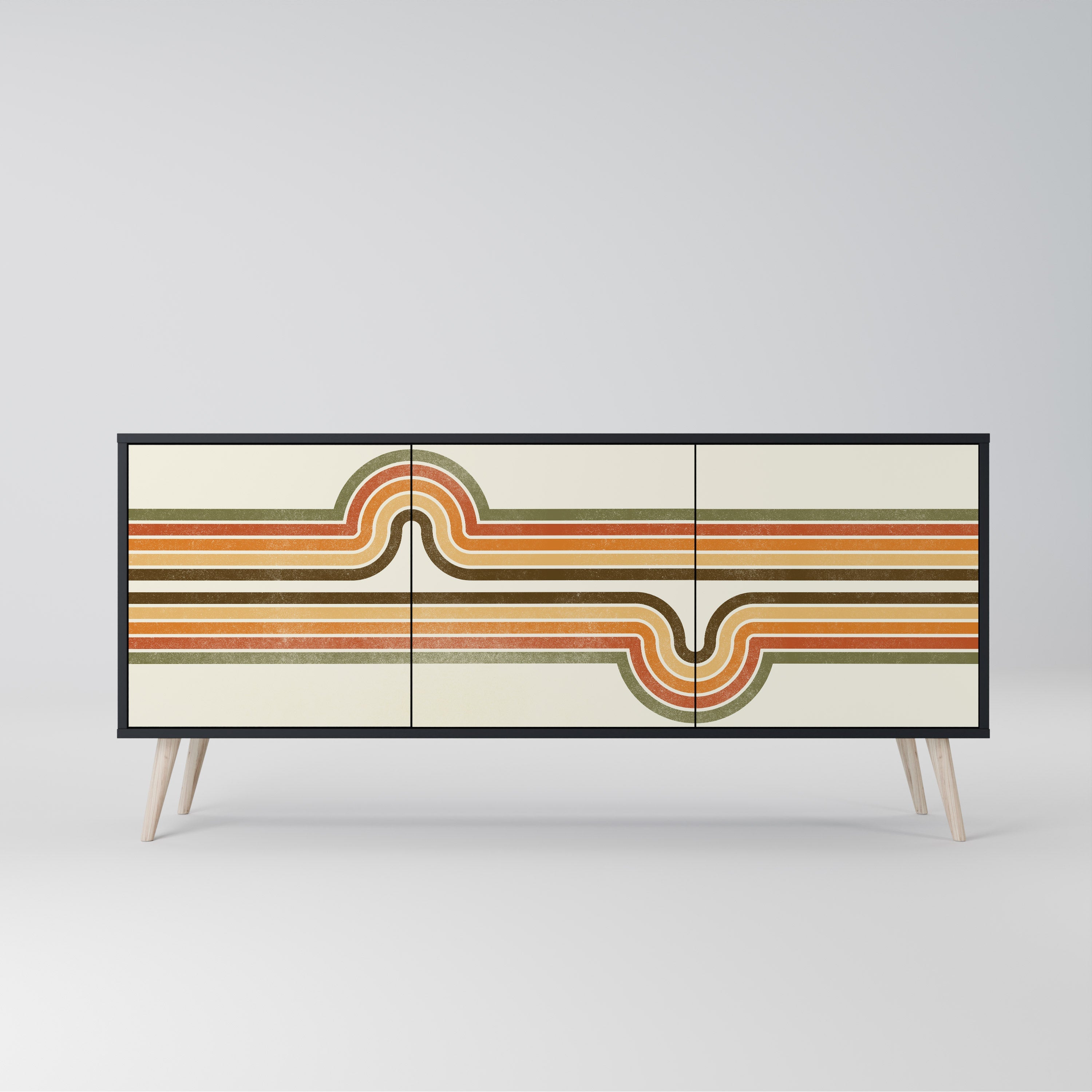 EXCEPTIONAL STREAM 3-Door Sideboard in Black Finish