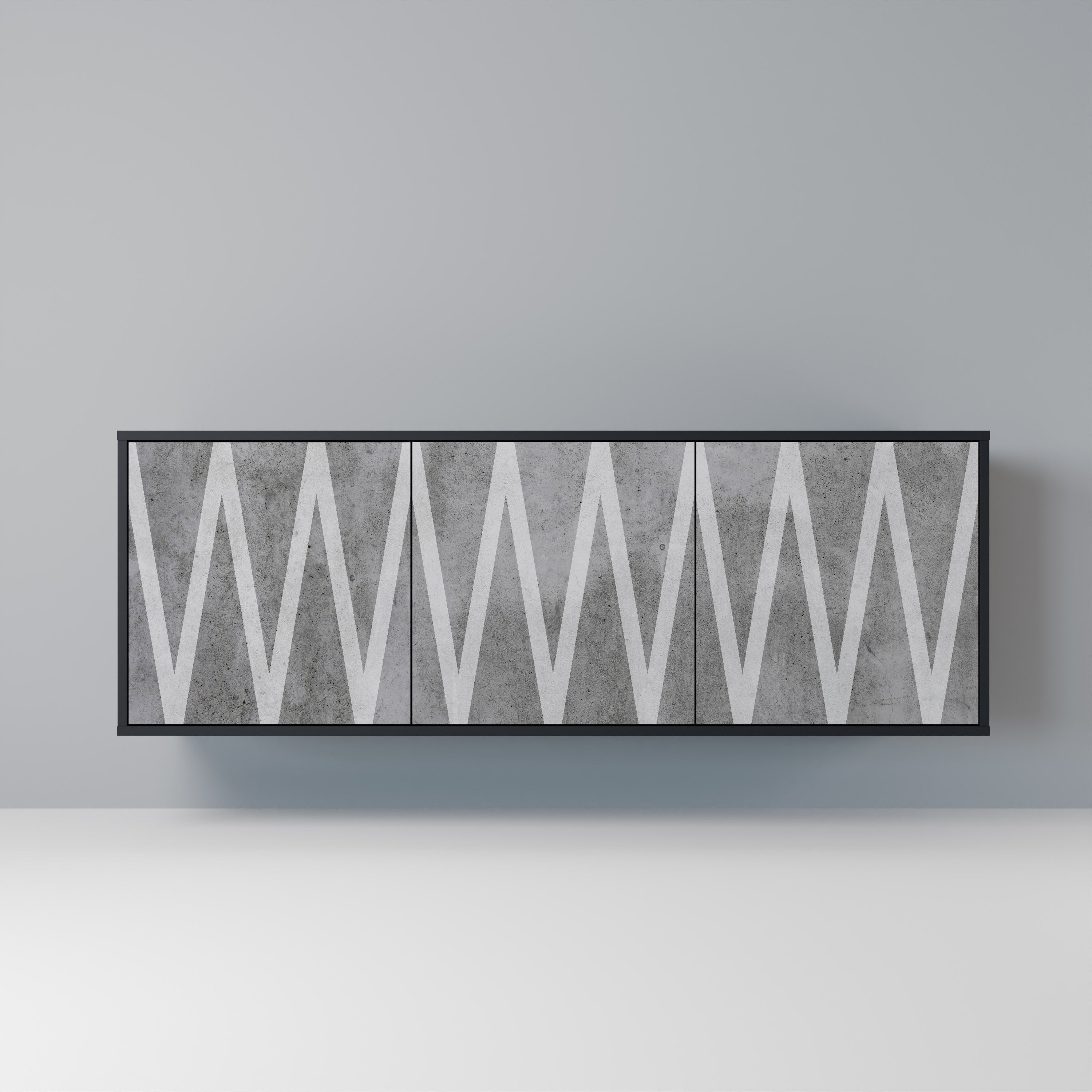 SOLID ZIG ZAG 3-Door Sideboard in Black Finish