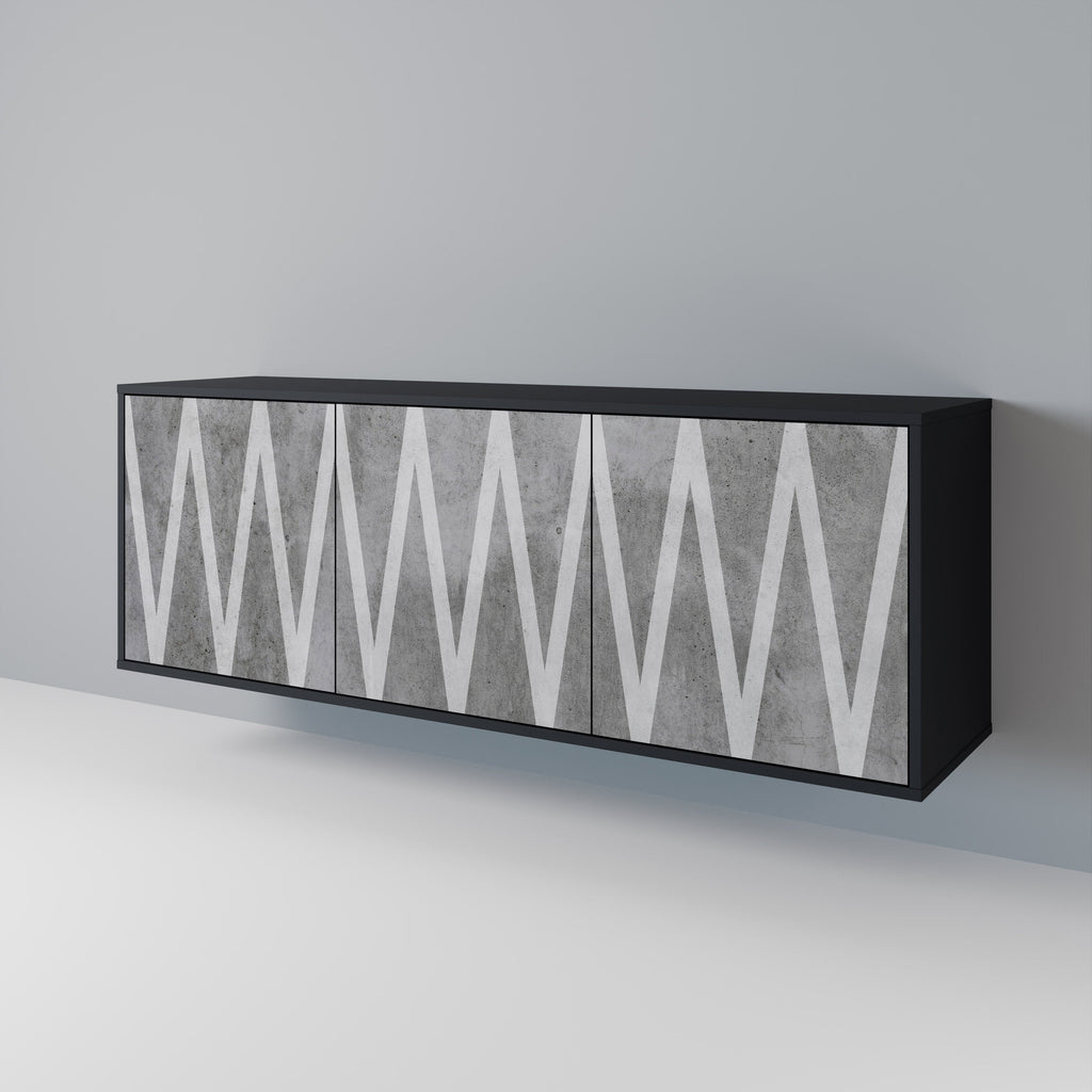 SOLID ZIG ZAG 3-Door Sideboard in Black Finish