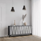 SOLID ZIG ZAG 3-Door Sideboard in Black Finish