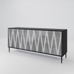 SOLID ZIG ZAG 3-Door Sideboard in Black Finish