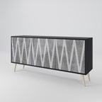 SOLID ZIG ZAG 3-Door Sideboard in Black Finish