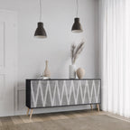 SOLID ZIG ZAG 3-Door Sideboard in Black Finish