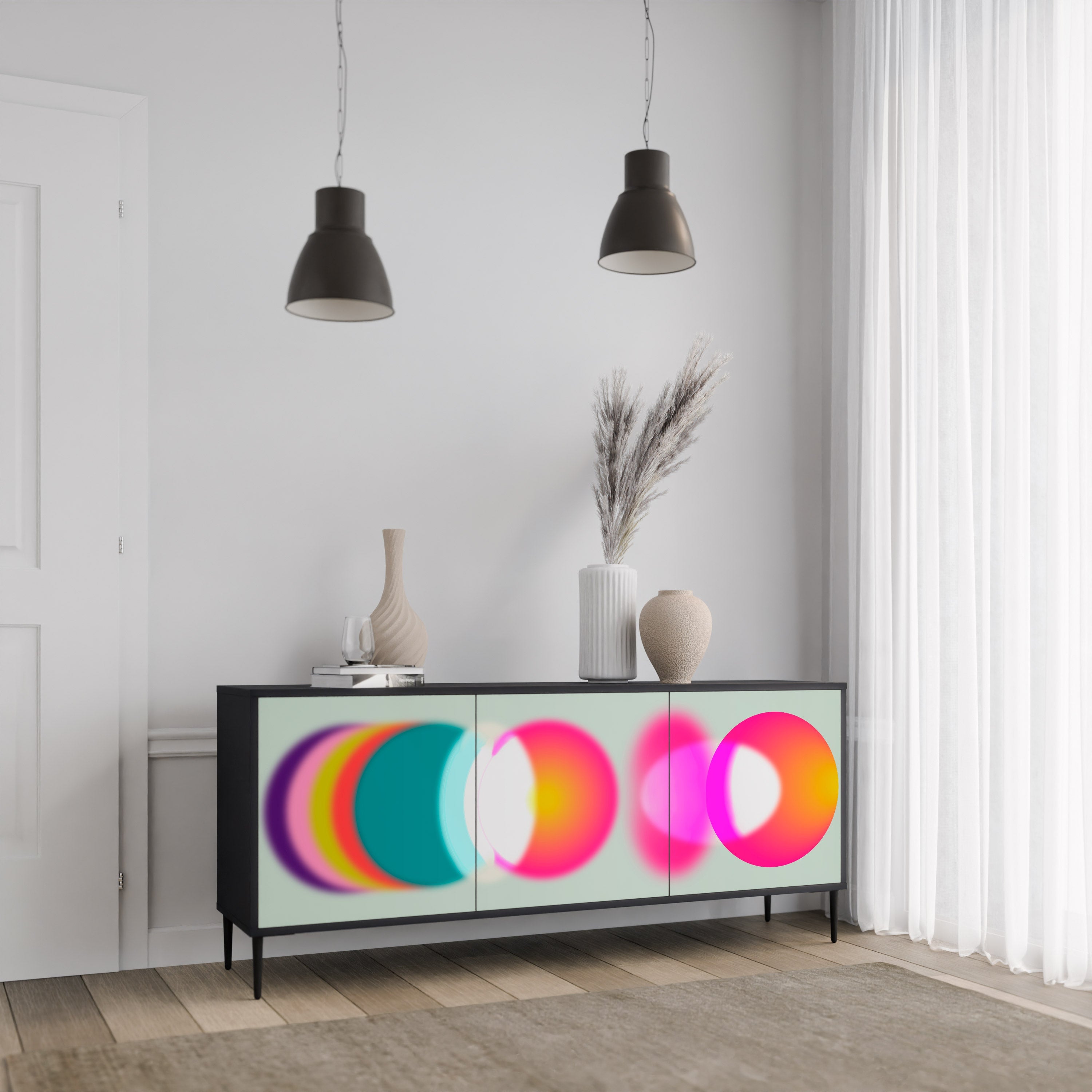 SYMPHONY OF COLORS 3-Door Sideboard in Black Finish