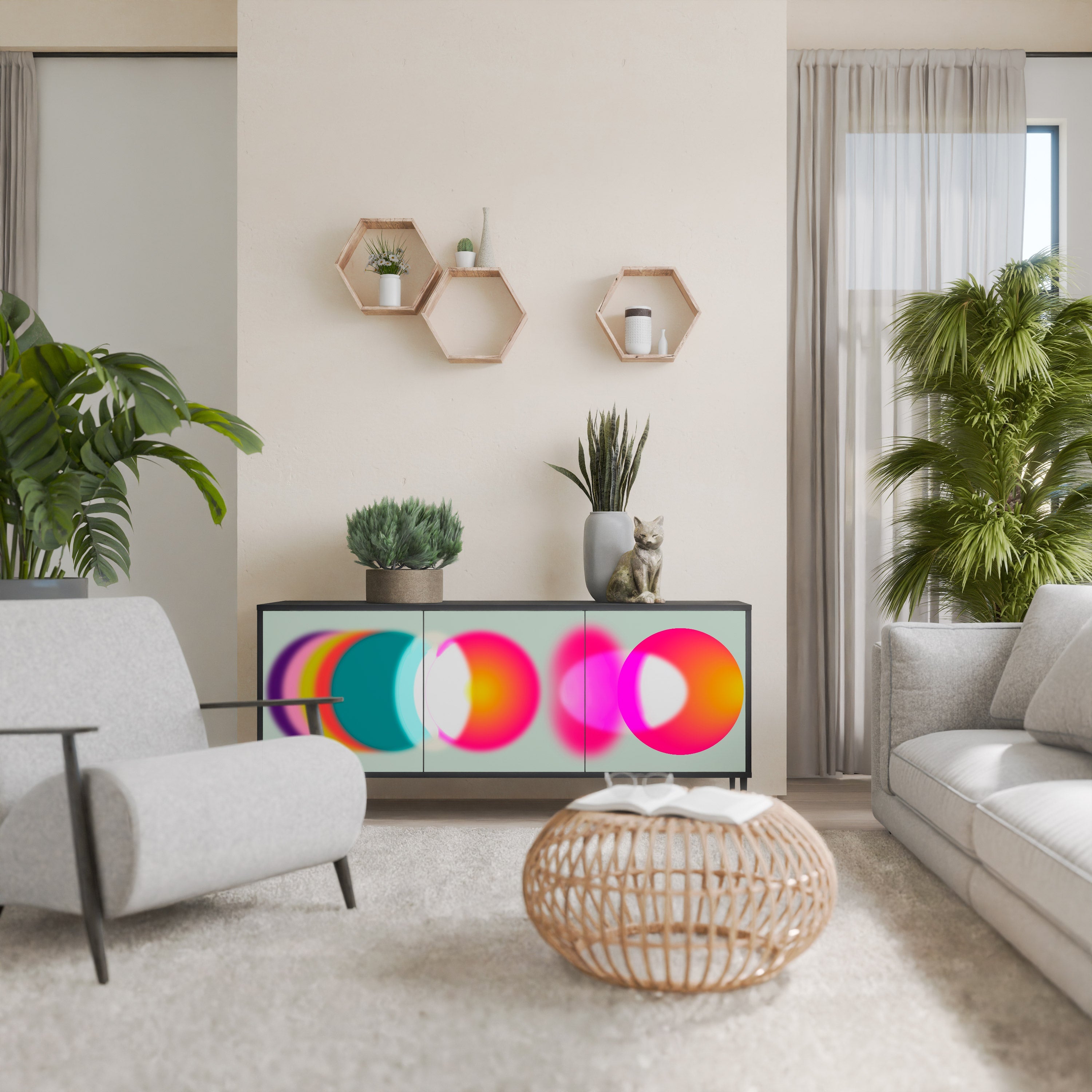 SYMPHONY OF COLORS 3-Door Sideboard in Black Finish