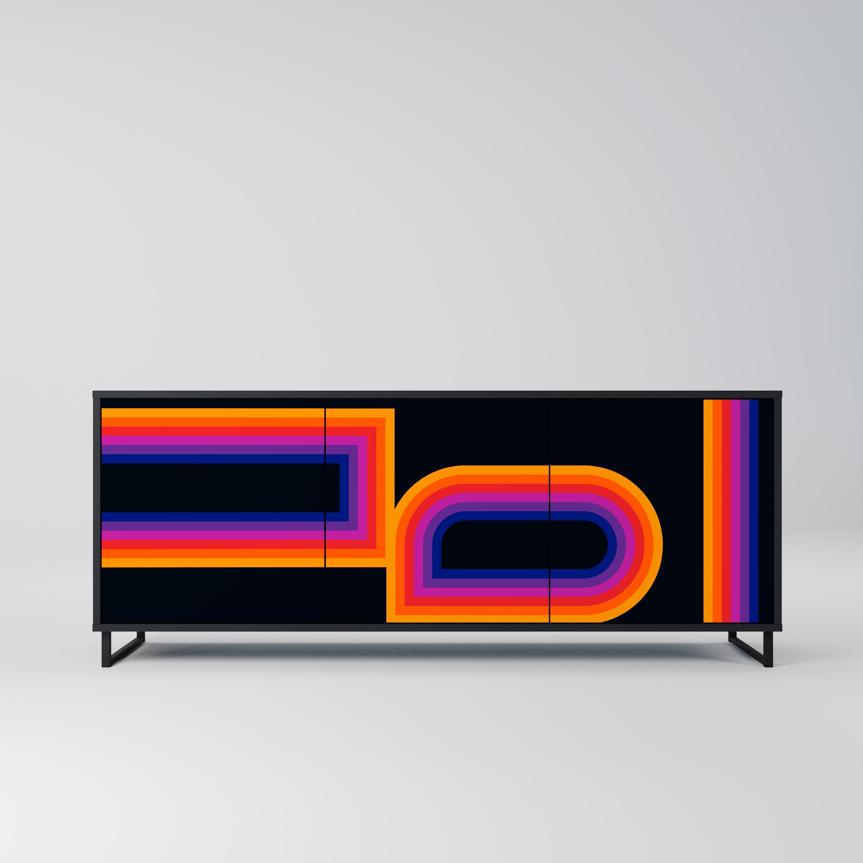 BLINDED BY THE LIGHTS 3-Door Sideboard in Black Finish