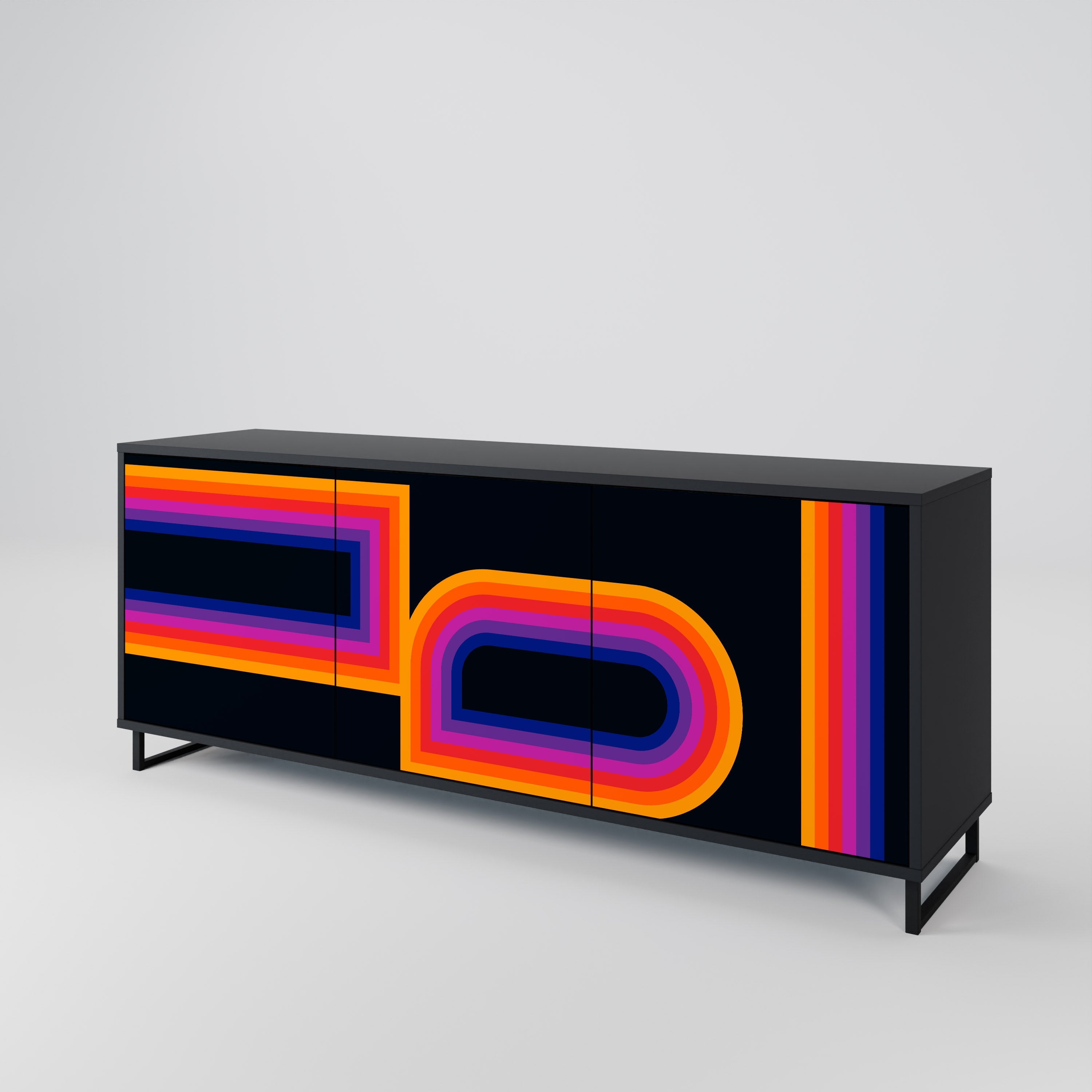 BLINDED BY THE LIGHTS 3-Door Sideboard in Black Finish