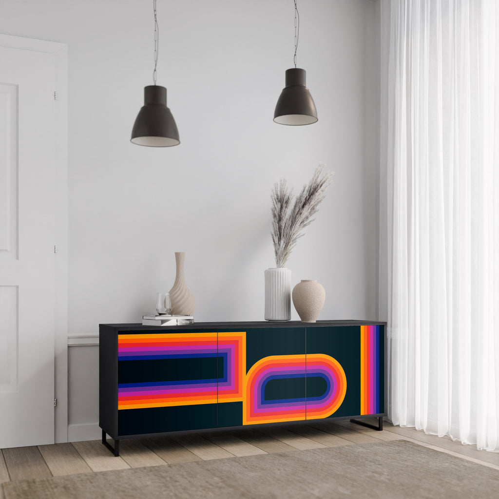 BLINDED BY THE LIGHTS 3-Door Sideboard in Black Finish