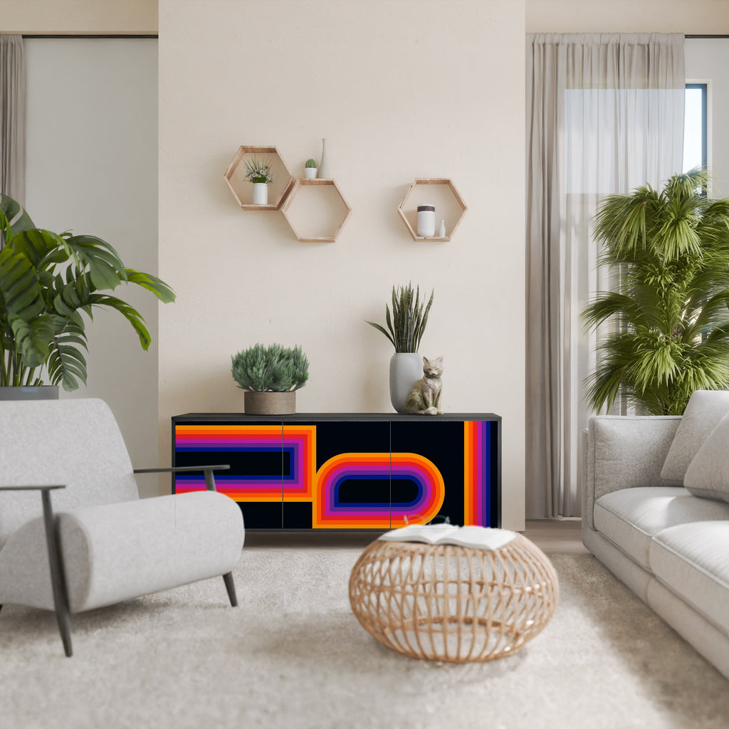 BLINDED BY THE LIGHTS 3-Door Sideboard in Black Finish