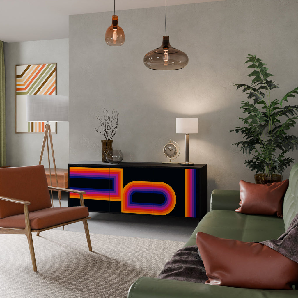 BLINDED BY THE LIGHTS 3-Door Sideboard in Black Finish