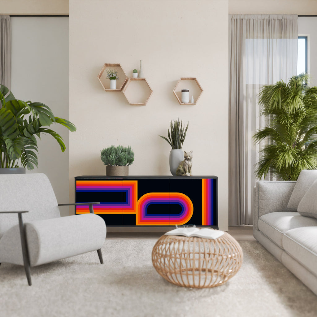 BLINDED BY THE LIGHTS 3-Door Sideboard in Black Finish