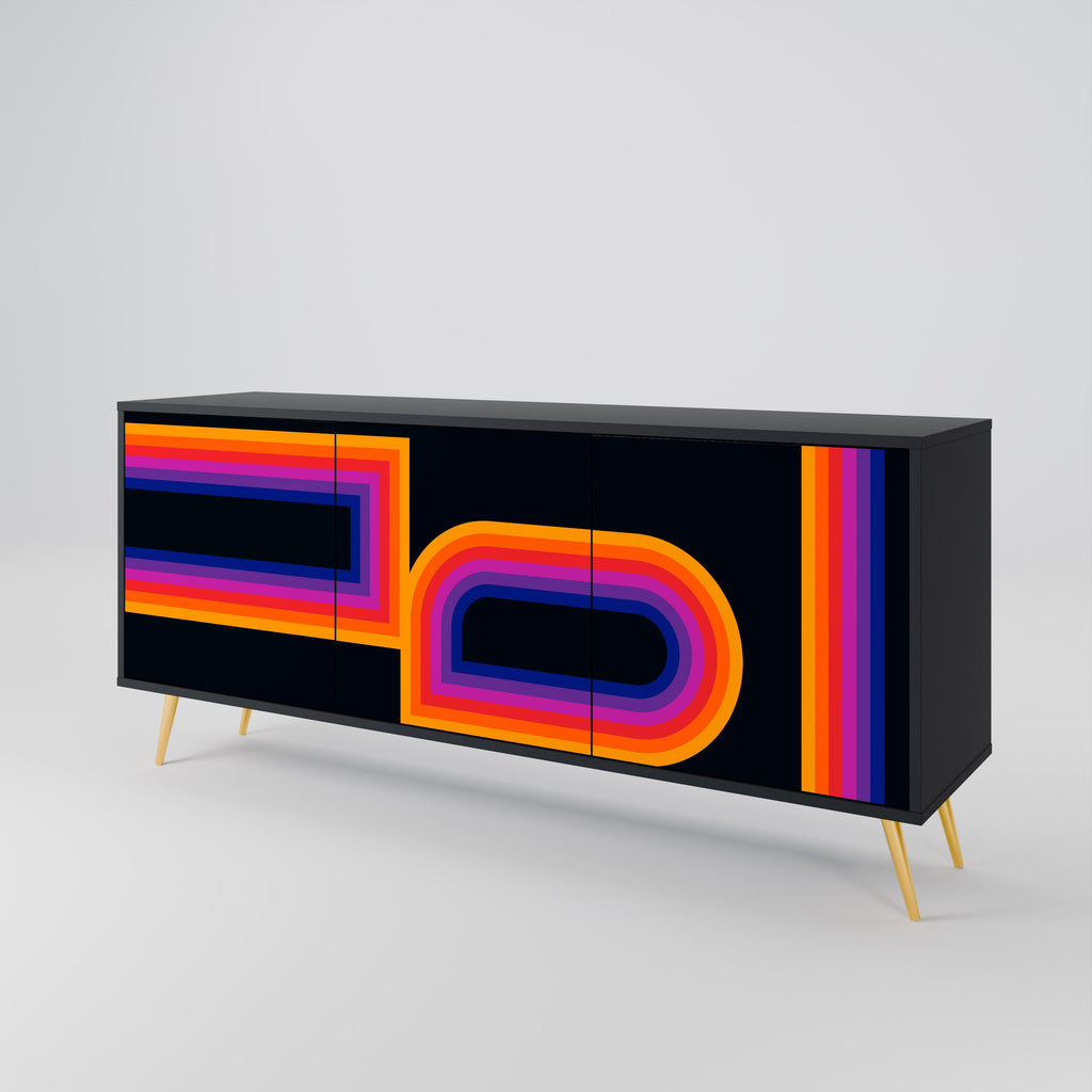 BLINDED BY THE LIGHTS 3-Door Sideboard in Black Finish