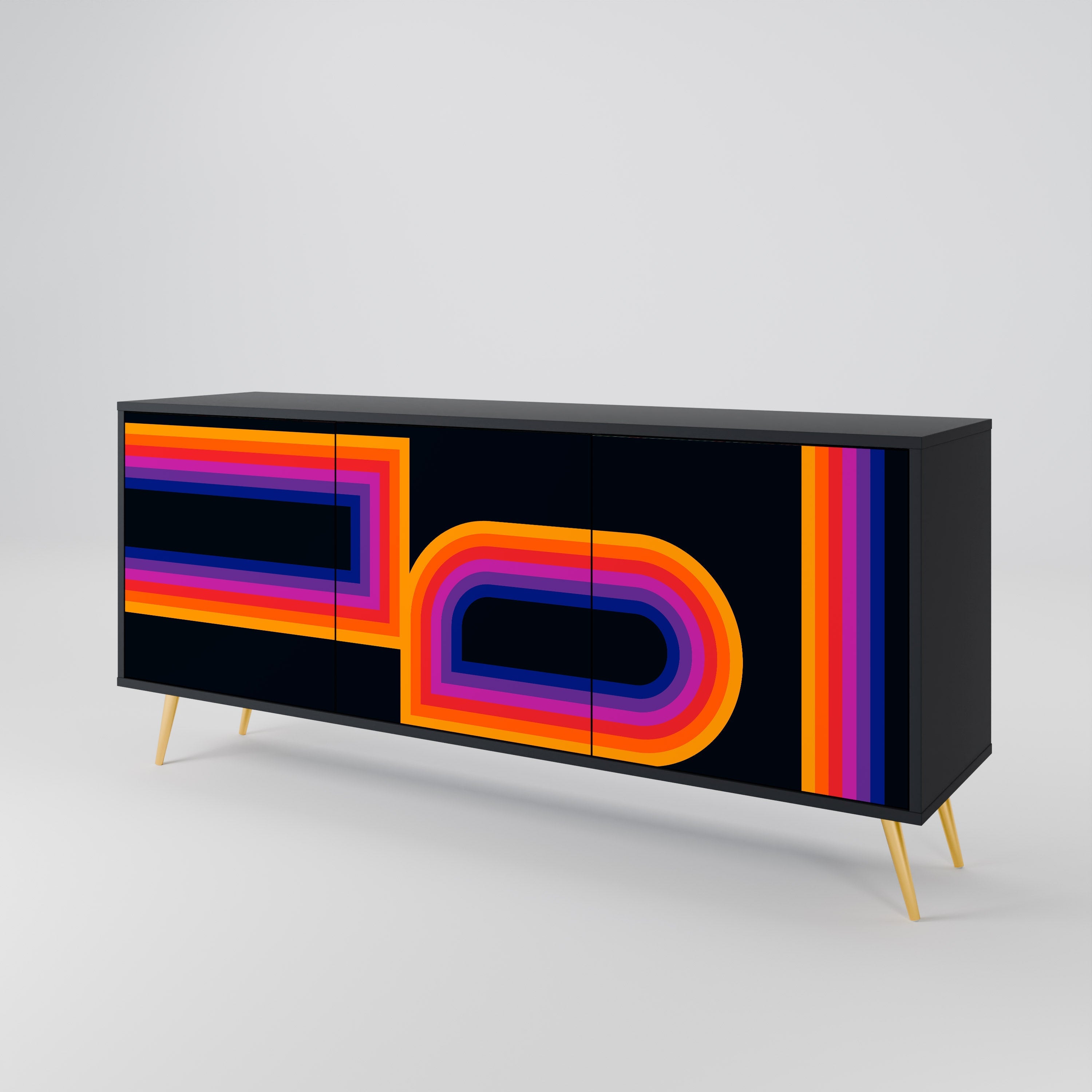 BLINDED BY THE LIGHTS 3-Door Sideboard in Black Finish