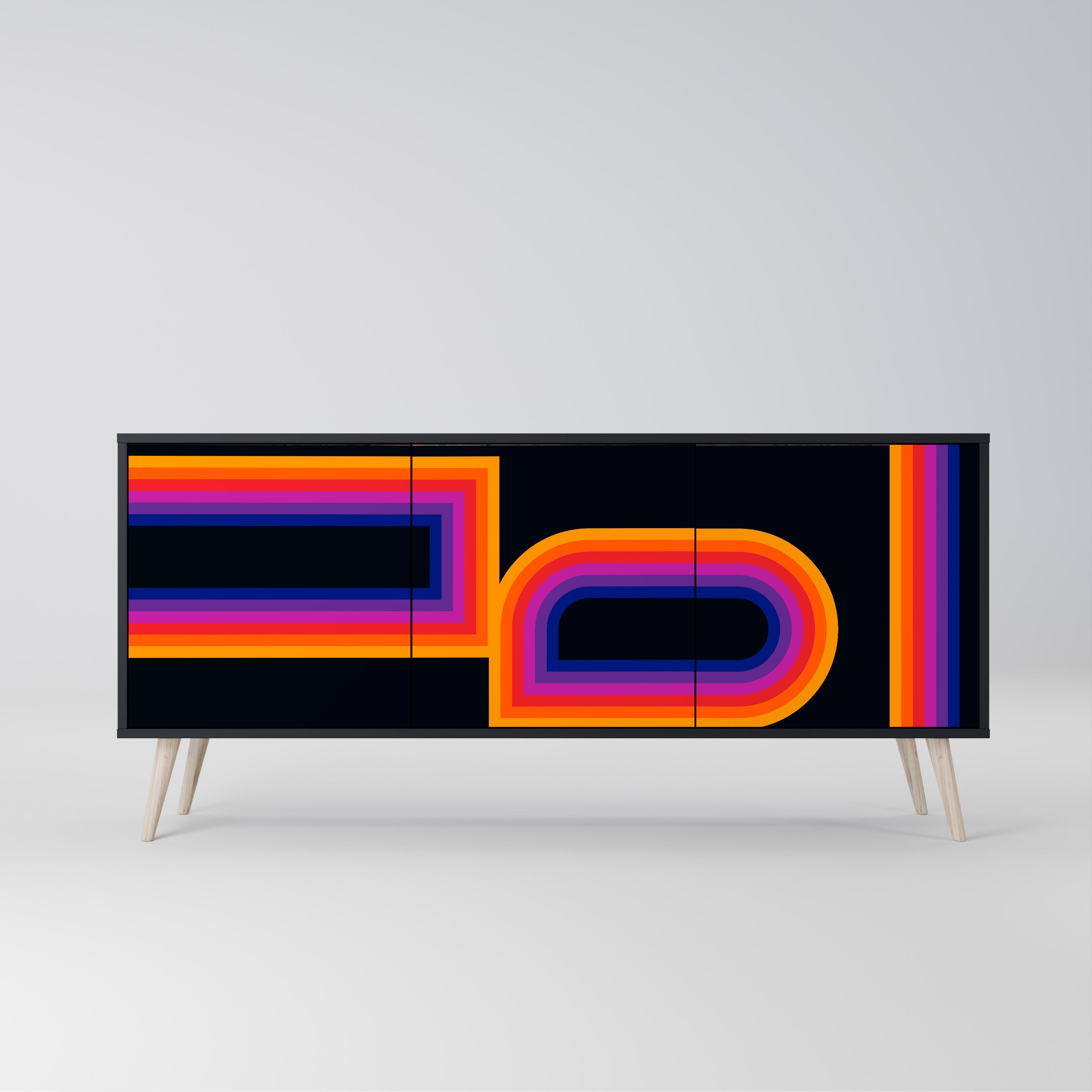 BLINDED BY THE LIGHTS 3-Door Sideboard in Black Finish