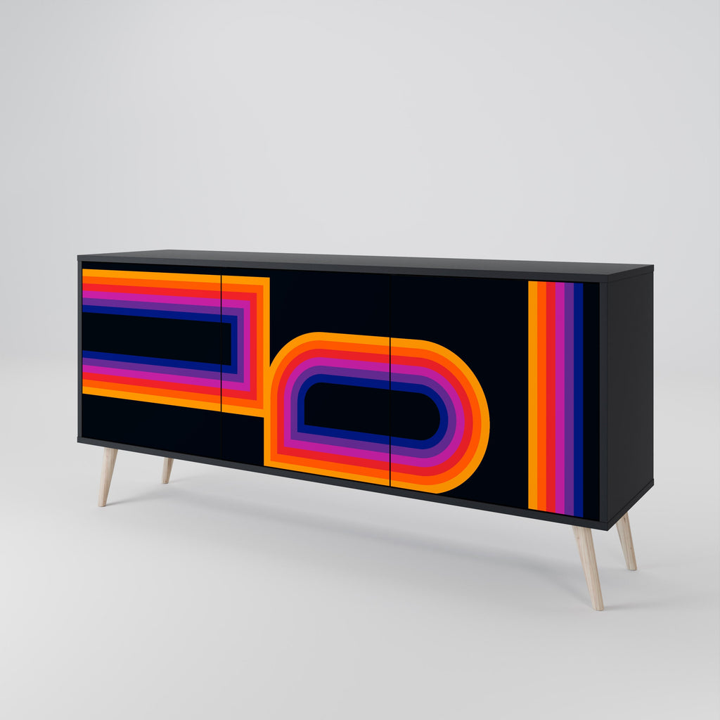 BLINDED BY THE LIGHTS 3-Door Sideboard in Black Finish