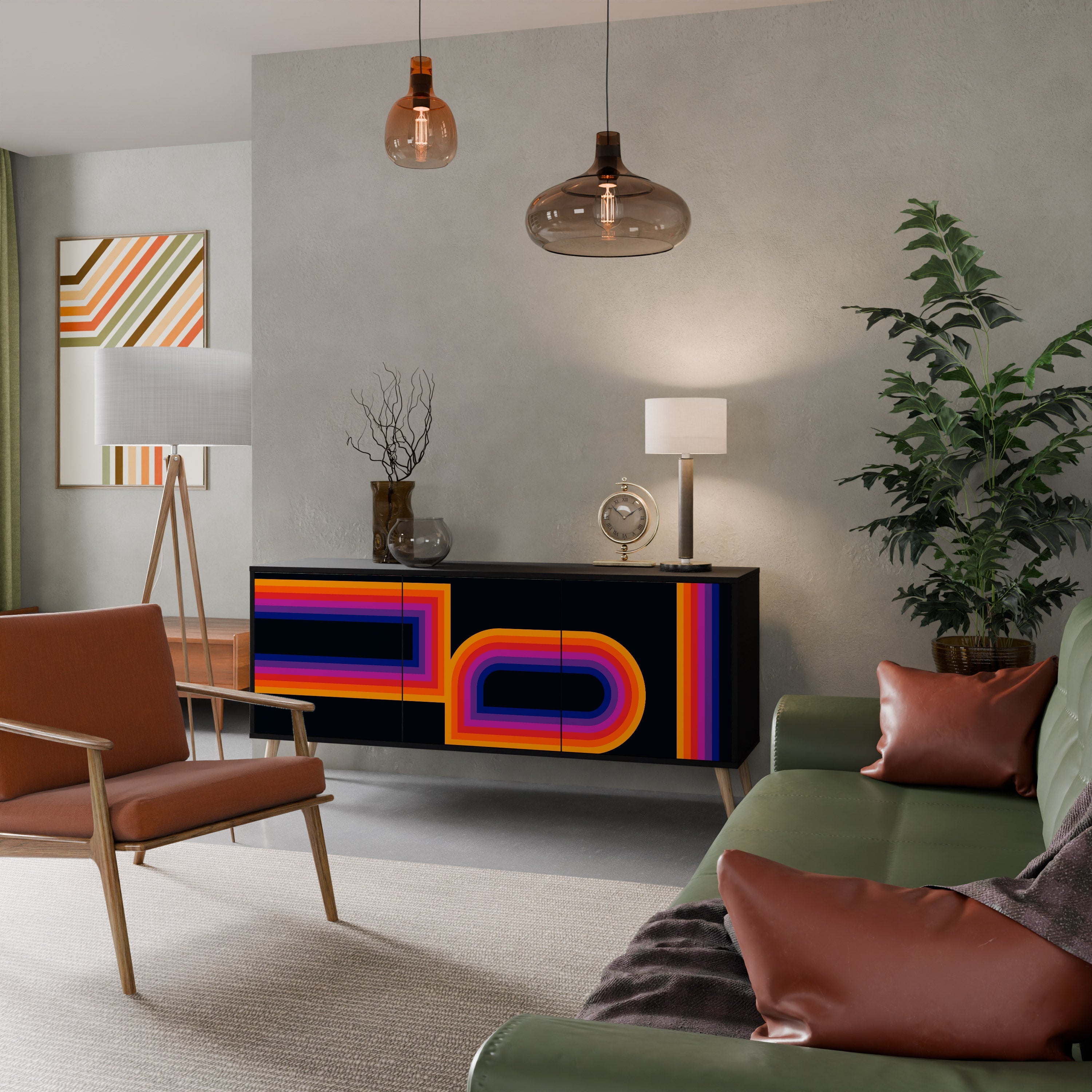 BLINDED BY THE LIGHTS 3-Door Sideboard in Black Finish