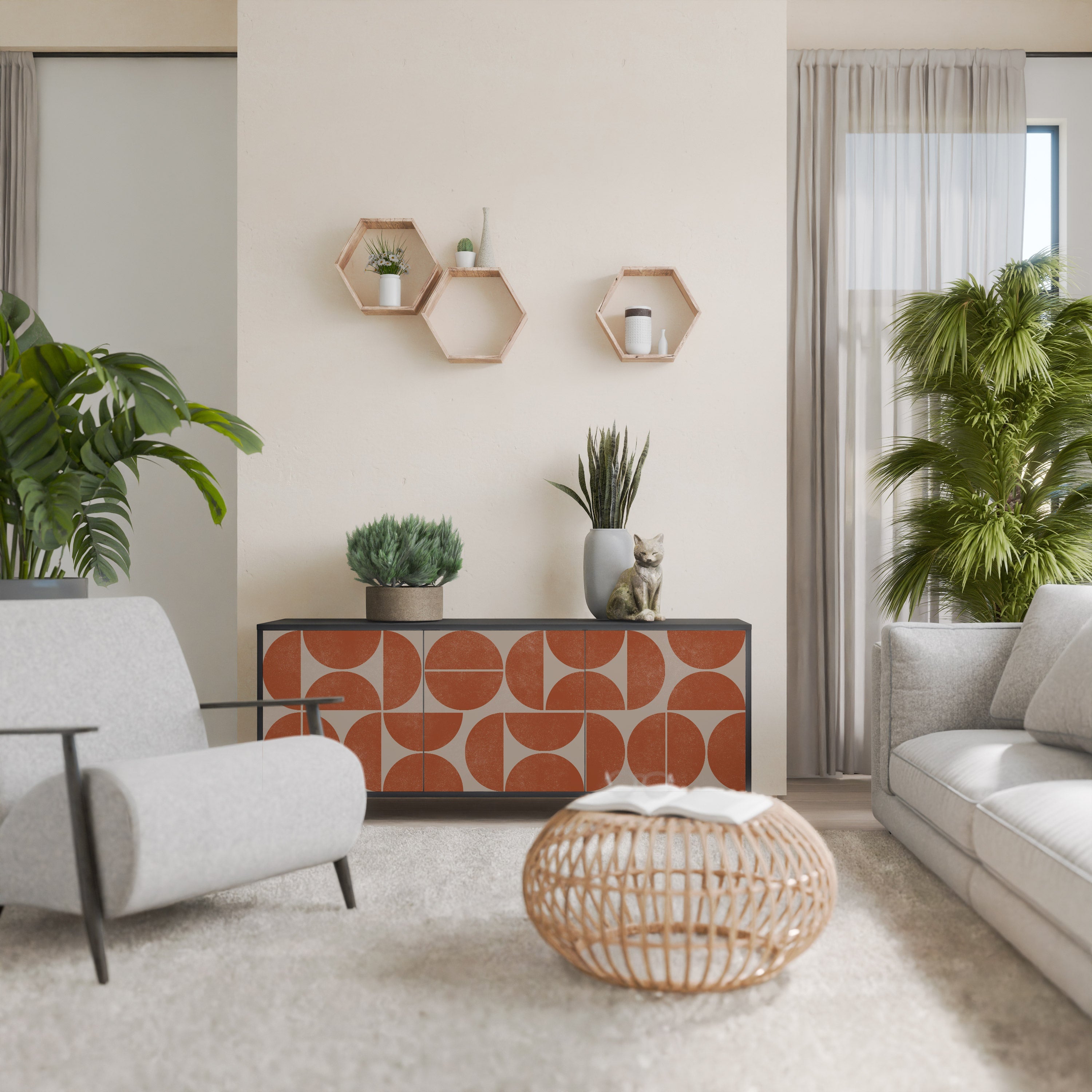 REPETITION COMPULSION Aparador de 3 Portas em Acabamento Preto