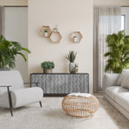 WAVES OF CONCRETE 3-Door Sideboard in Black Finish