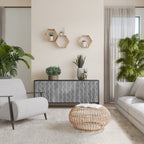 WAVES OF CONCRETE 3-Door Sideboard in Black Finish