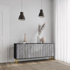 WAVES OF CONCRETE 3-Door Sideboard in Black Finish