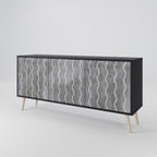 WAVES OF CONCRETE 3-Door Sideboard in Black Finish