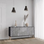 WAVES OF CONCRETE 3-Door Sideboard in Black Finish