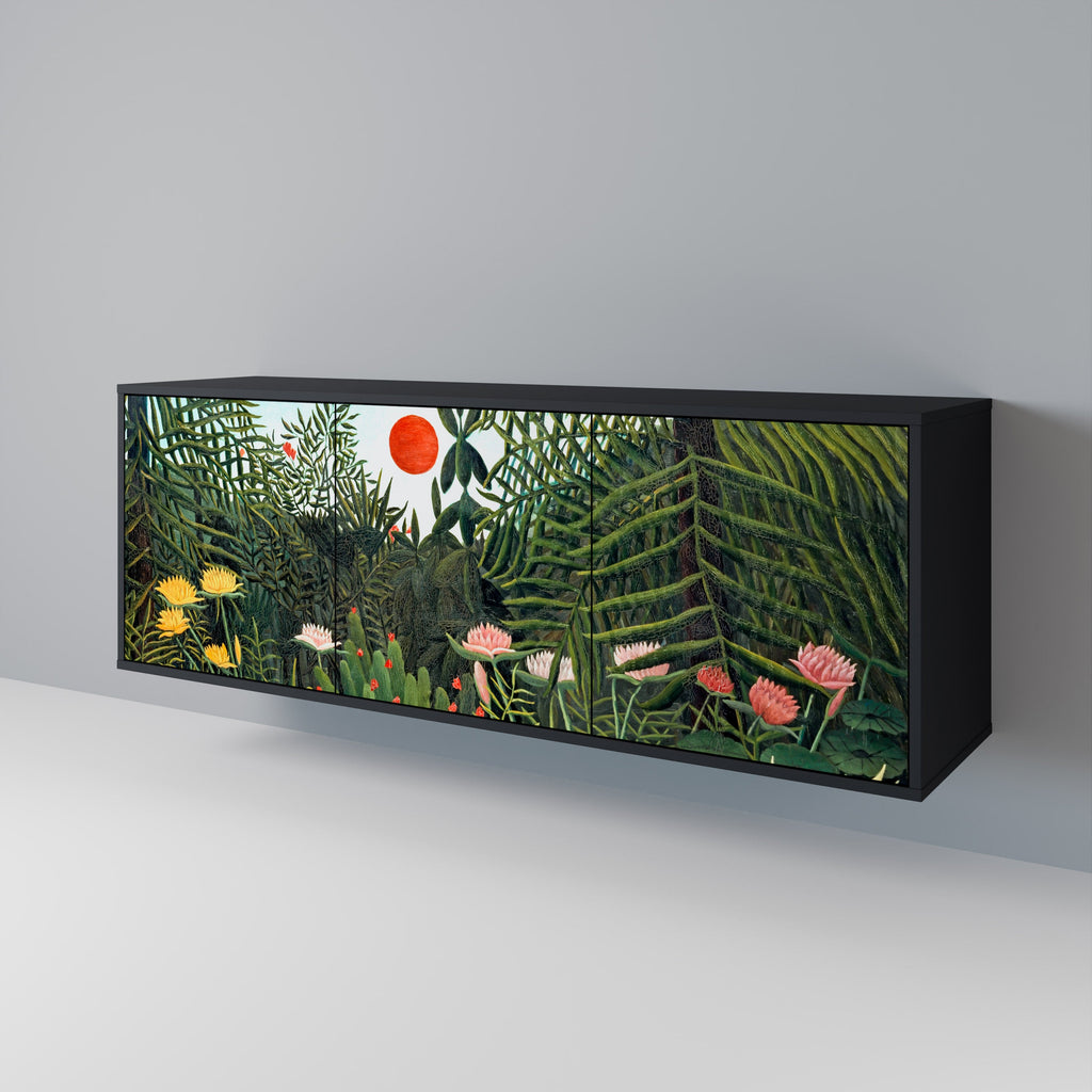 VIRGIN FOREST WITH SUNSET Aparador de 3 Portas em Acabamento Preto