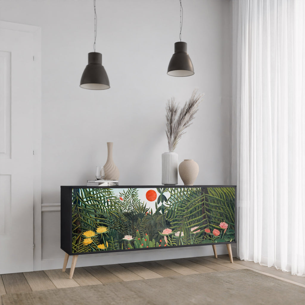 VIRGIN FOREST WITH SUNSET Aparador de 3 Portas em Acabamento Preto
