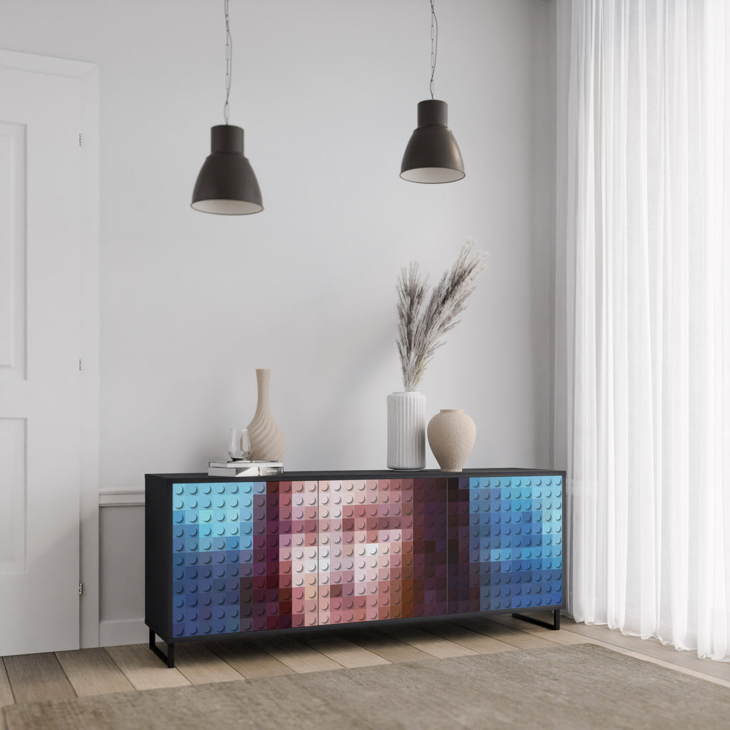 CONSTRUCTIVE ART 3-Door Sideboard in Black Finish